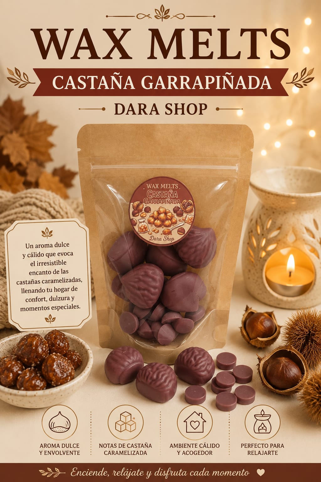 Wax Melts aroma Castaña Garrapiñada