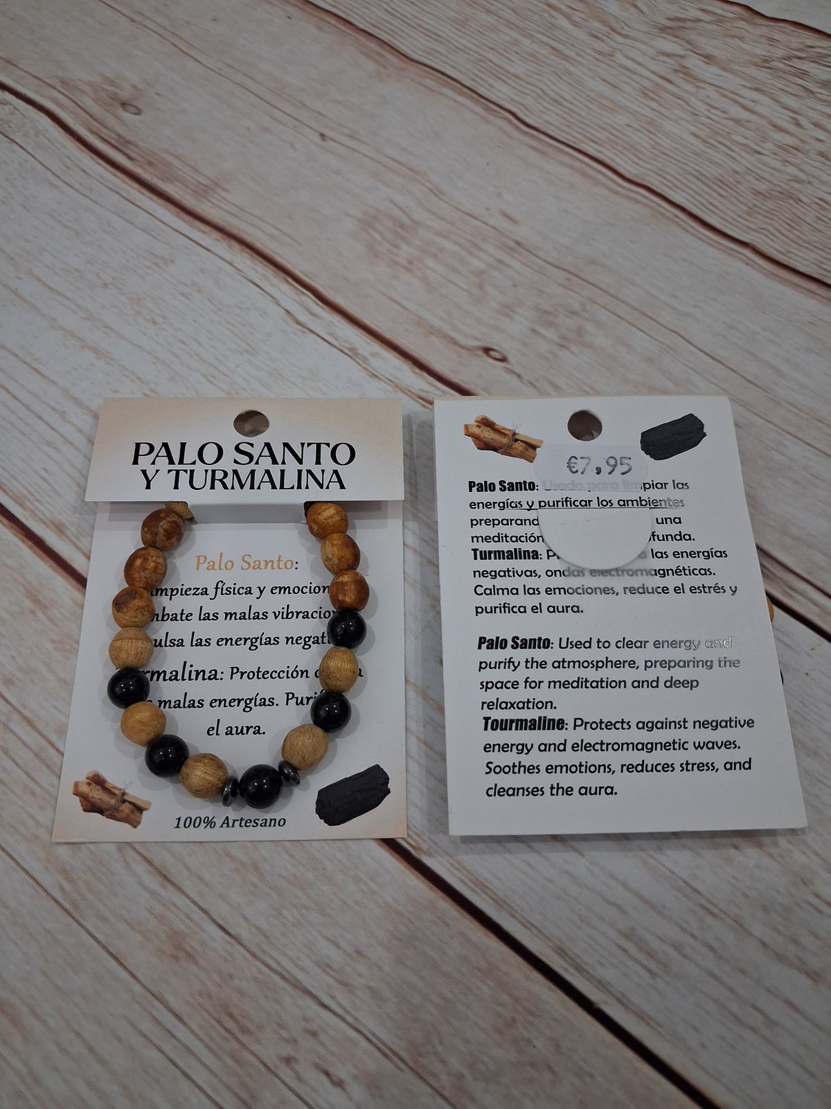Pulsera palo santo y turmalina