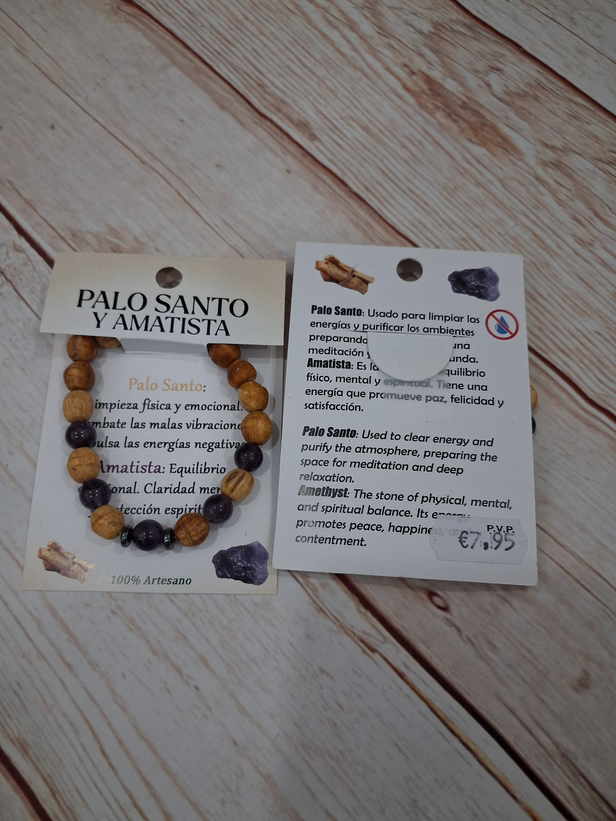 Pulsera palo santo y amatista