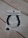 Pulsera piedra volcánica y selenita